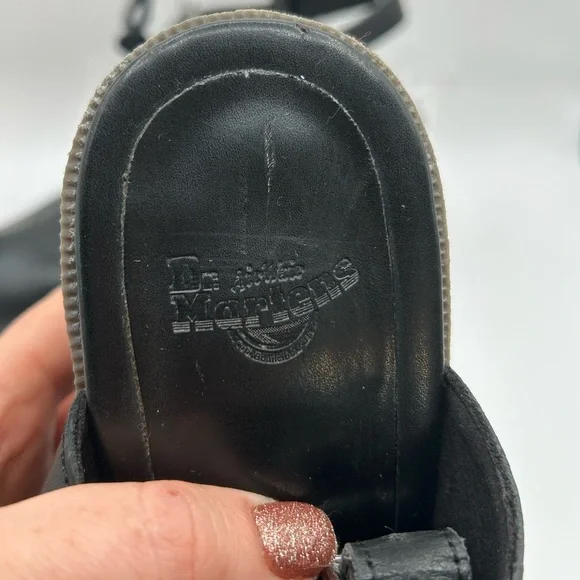 RARE DR MARTENS LAINA Leather Black LACE WEDGE  SANDALS SIZE 7 - Picture 6 of 10
